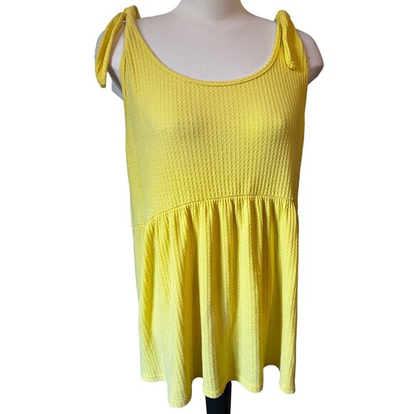 Vintage Spin USA Tank Top Sz 1XL Womens Yellow Plus Size Blouse Oversized Tie Sh - Picture 11 of 13